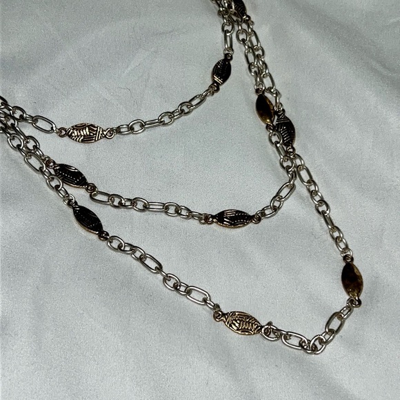 Two Tone, 3 Row Necklace from The Sak Recycled Metal 31” Long+Extender BRAND NEW - Picture 7 of 13